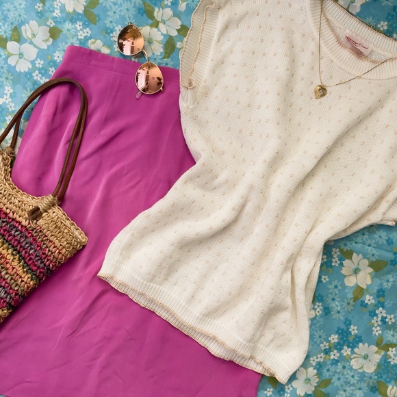 90s Magenta Silk Crepe Satin Mini Skirt - Picture 2 of 11